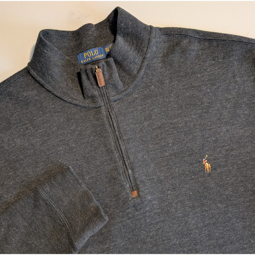 NWOT Polo Ralph Lauren Mens 2XLT Charcoal Gray Quarter Zip Pullover VERY NICE!